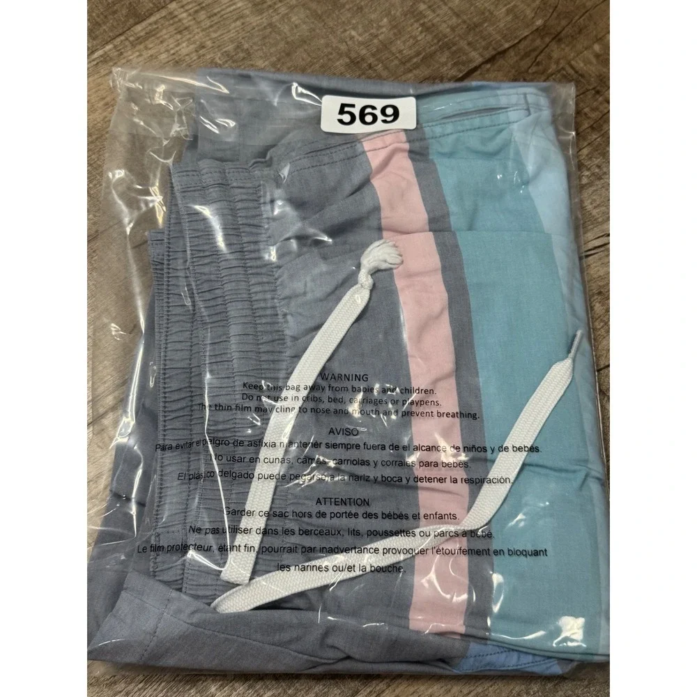 Chubbies Mens Striped Swim Trunks Grey Blue Pink 5.5 Inch Inseam Size Large